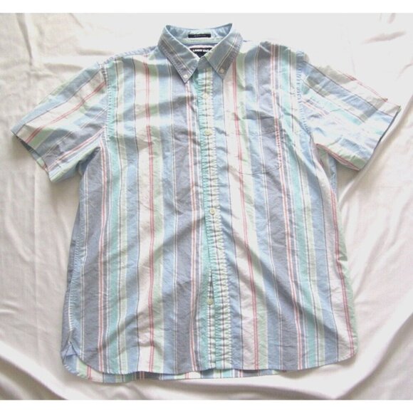 Men Lands; End Sail Rigged Oxfor Traditional Fit Short Sleeve Shirt Sz L (MT284) - Picture 1 of 9